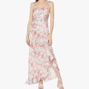 Wayf satin ruffle maxi dress